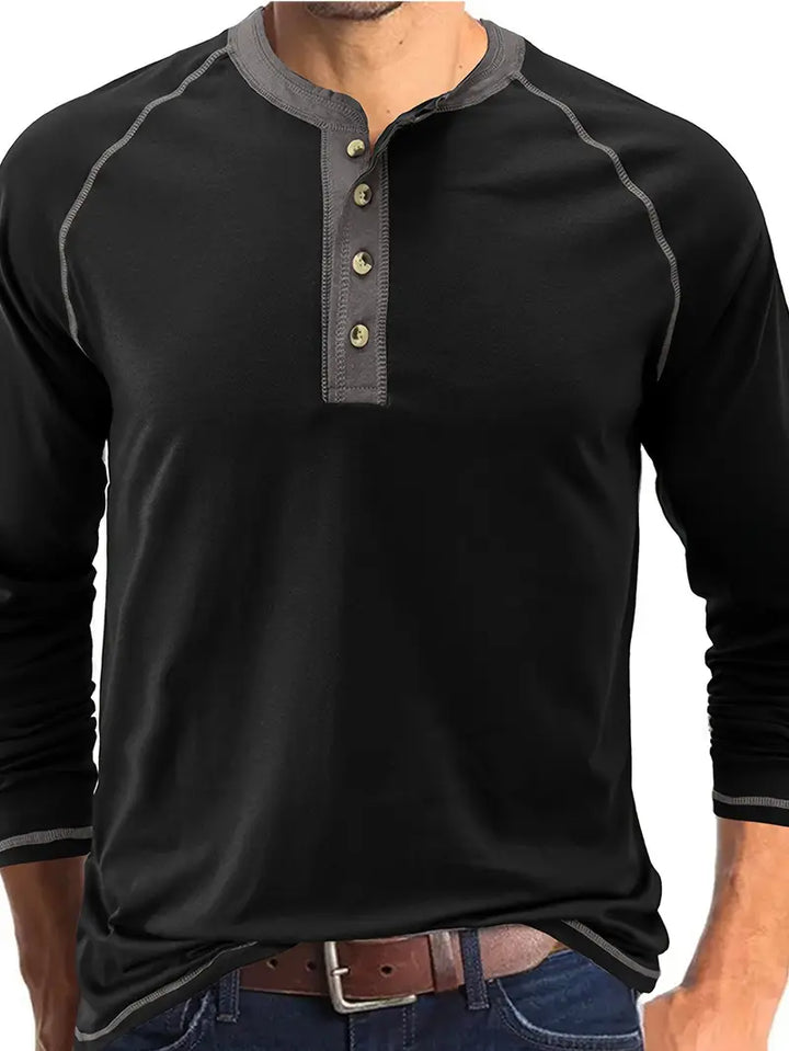 Sharma - Camicia Henley a Maniche Lunghe Con Collo Rotondo