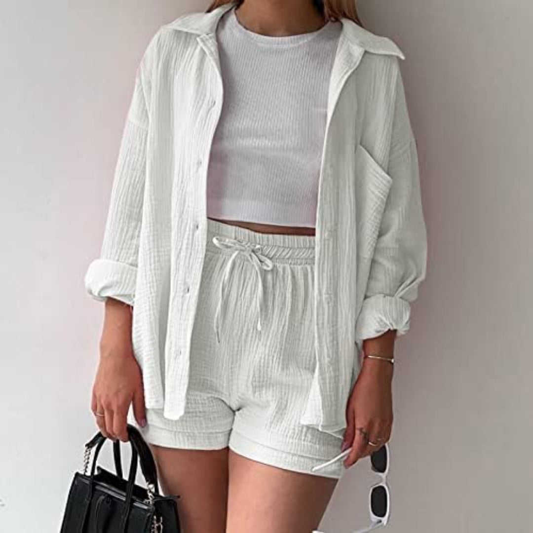 Katelyn - Due Pezzi In Cotone Camicia E Pantaloncini