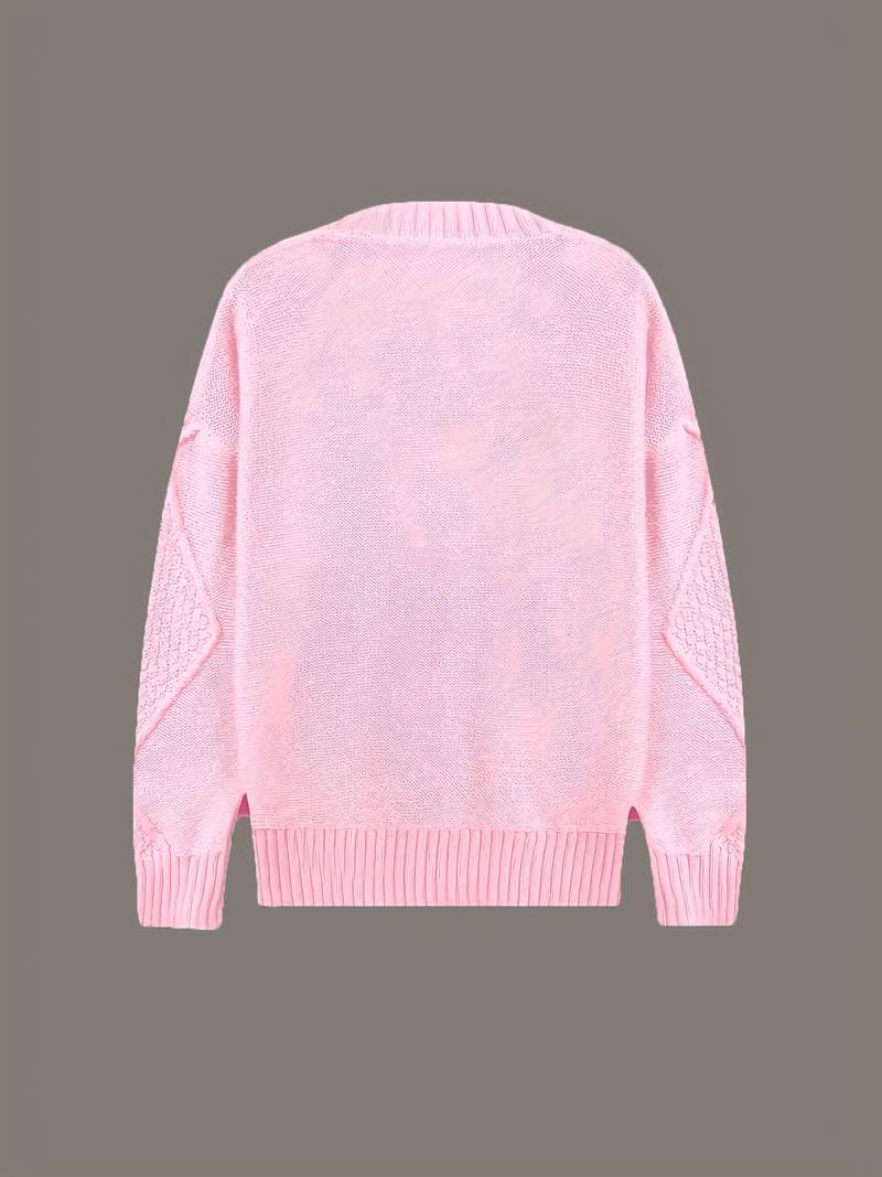 Tzvia - Maglione Casual Con Scollo a V Lavorato a Maglia