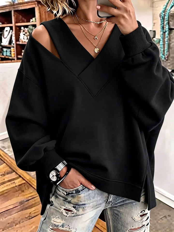 Kirstan - Felpa Oversize Chic Con Scollo a V e Cut Out