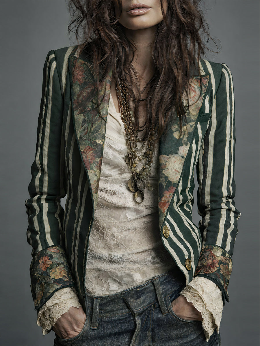 Shalisa - Blazer a Righe In Stile Bohémien