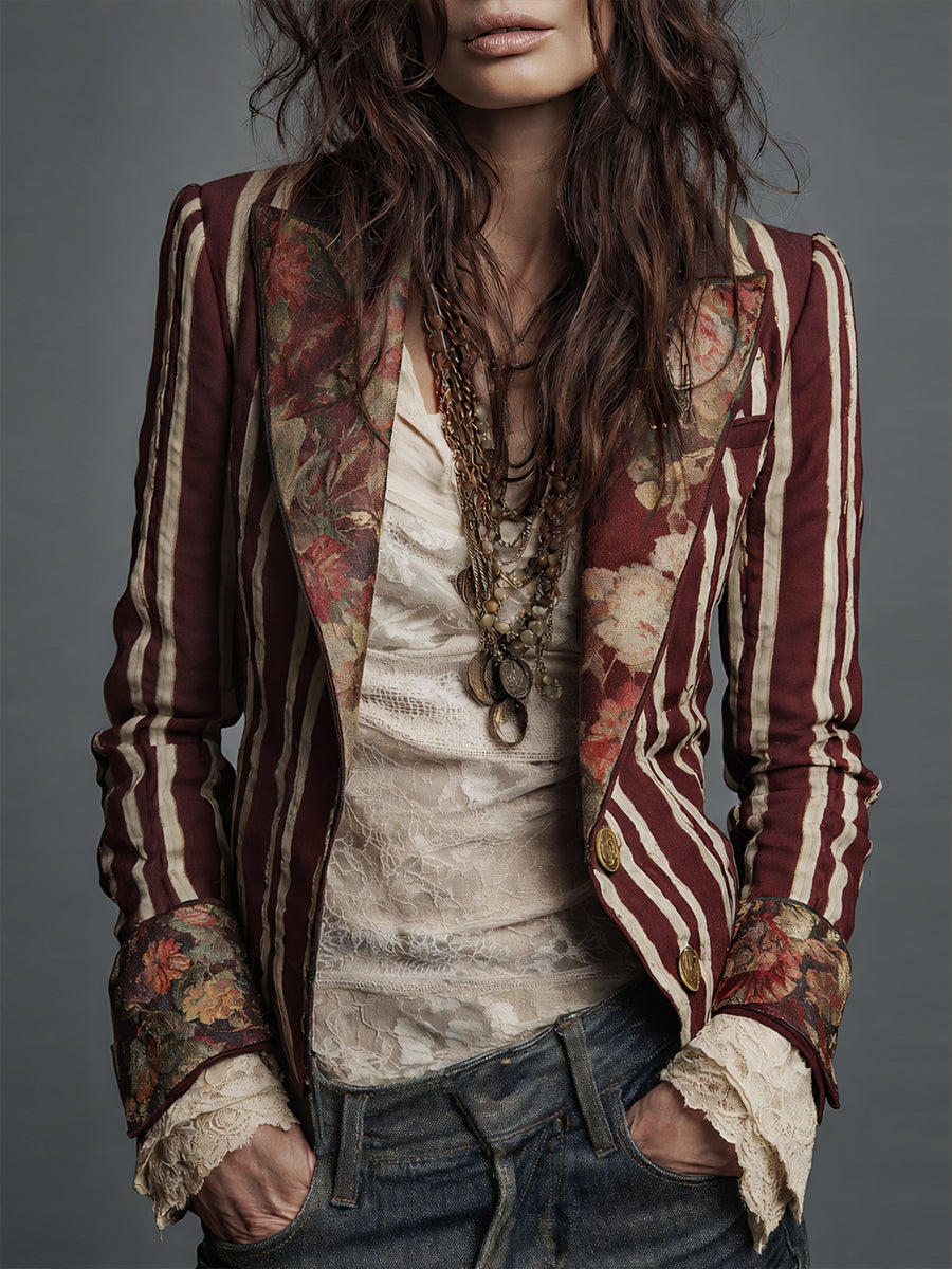 Shalisa - Blazer a Righe In Stile Bohémien
