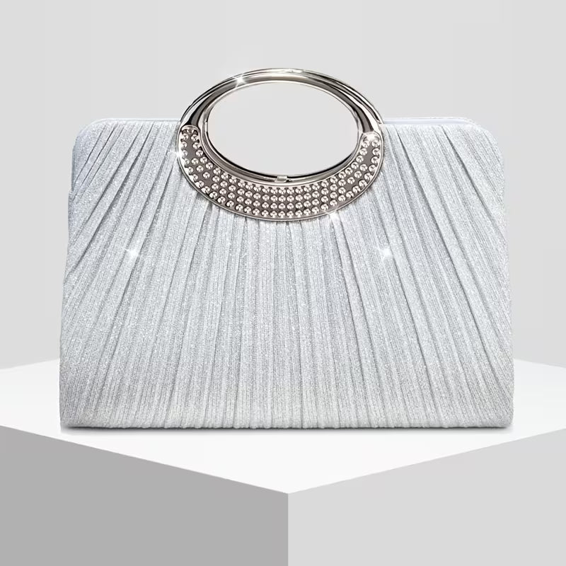 Lizzana - Borsa a Mano Rotonda Lucida Con Anello E Pieghe