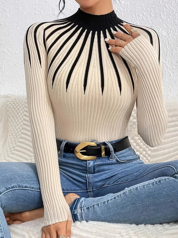 Maider - Elegante Maglione a Maniche Lunghe Con Collo Alto