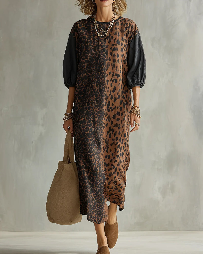 Jimina - Leopard Print Dress With Puff Sleeves