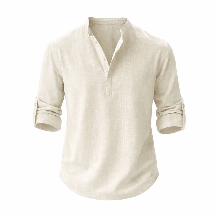 Galeazzo - Camicia In Cotone e Lino a Maniche Lunghe