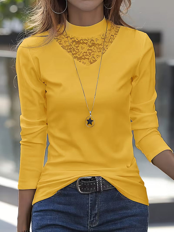 Serija - Maglia a Maniche Lunghe Con Scollo in Pizzo