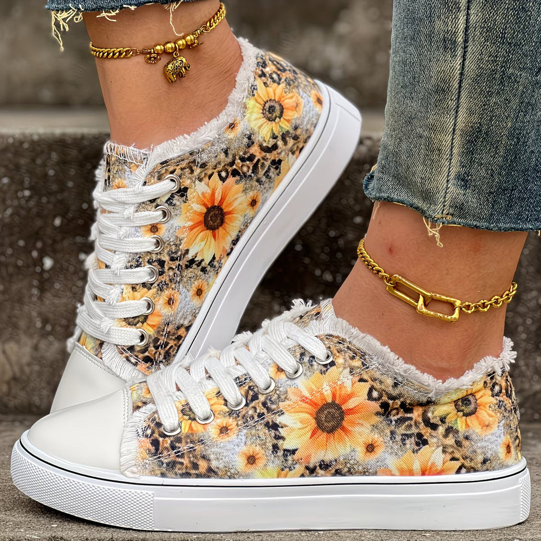 Portia - Sneaker Con Lacci e Stampa Girasole