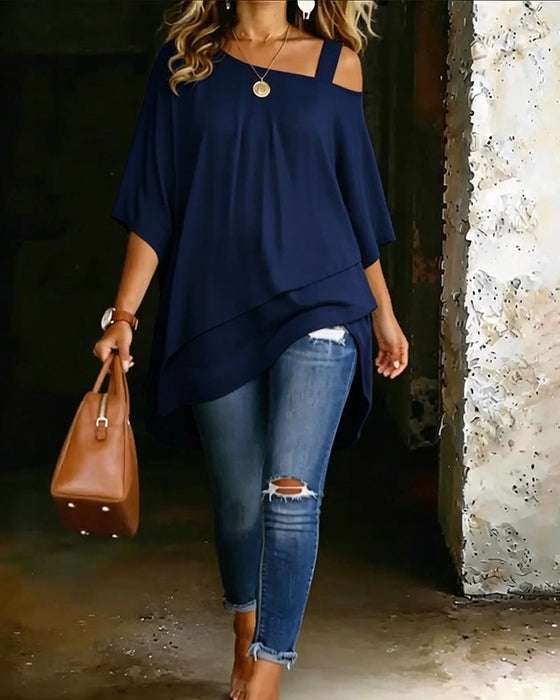 Aurona - Camicetta Casual Con Spalle Scoperte E Taglio Asimmetrico