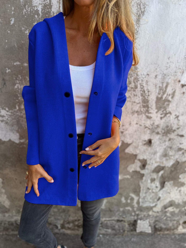 Isolde - Cardigan con Cappuccio e Bottoni sul Davanti