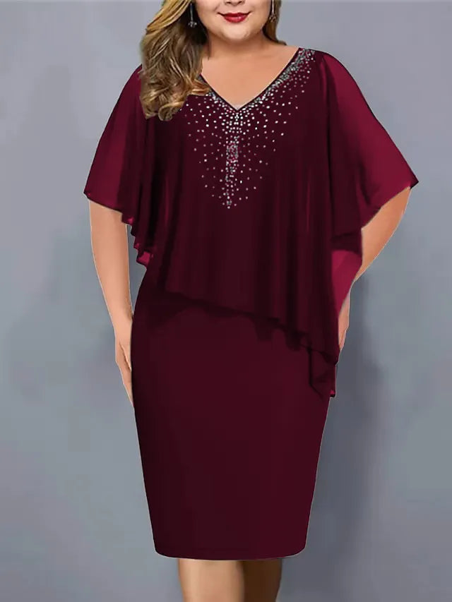 Amelie - Abito in Chiffon Con Scollo a V Impreziosito Da Strass