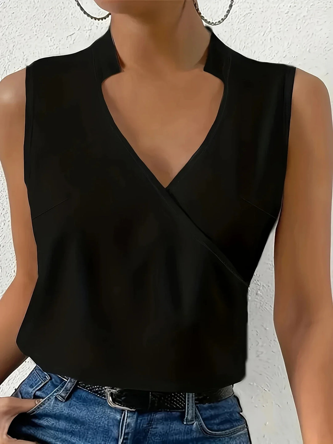 Cebulska - Elegante Camicetta Senza Maniche Con Scollo Incrociato