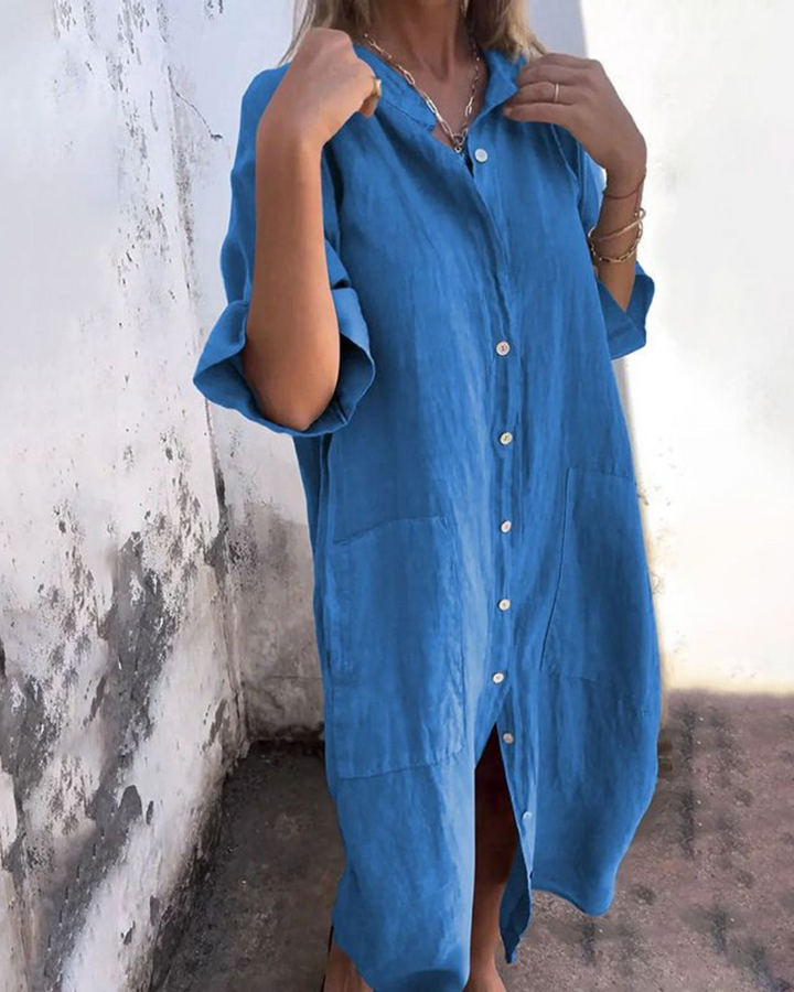 Areti - Elegante Abito A Camicia A Maniche Corte