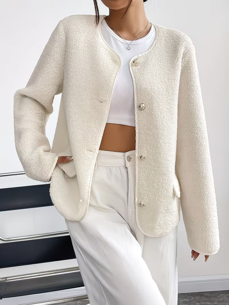 Viktorija - Elegante Giacca Con Collo Rotondo e Bottoni