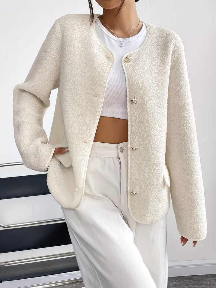 Viktorija - Elegante Giacca Con Collo Rotondo e Bottoni