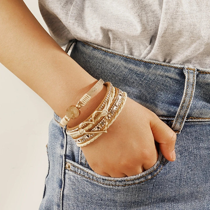 Joely - Bracciale In Pelle Multistrato Con Disegno a Cuore