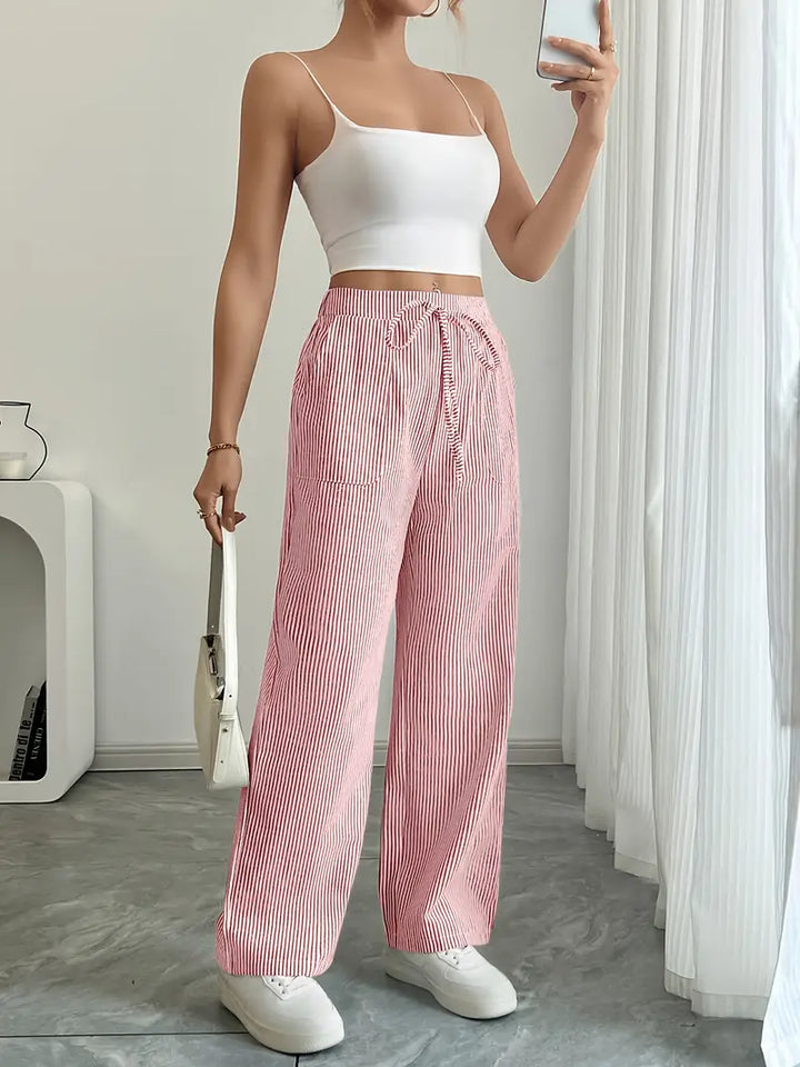 Alina - Elegante Pantalone A Righe Con Tasche