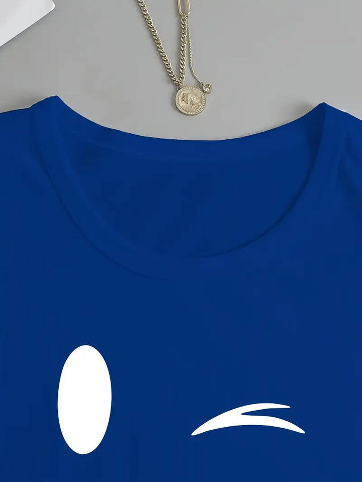 Odalina - Maglietta Informale Con Stampa Occhiolino Sorridente