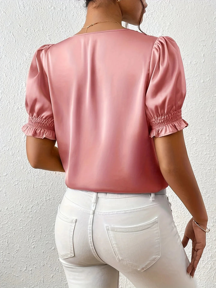 Abella - Elegante Camicetta Con Scollo a V e Maniche a Sbuffo