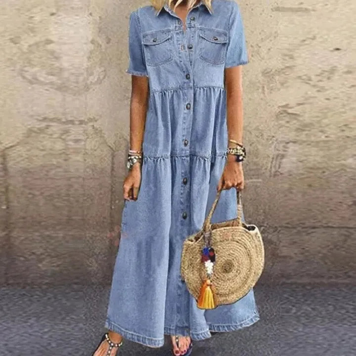 Gudelia - Abito Casual a Maniche Corte Con Tasche