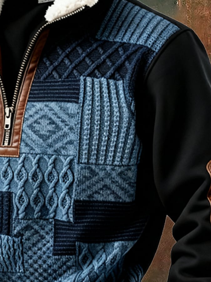 Abbott - Felpa Casual Retrò Con Stampa a Blocchi di Colore