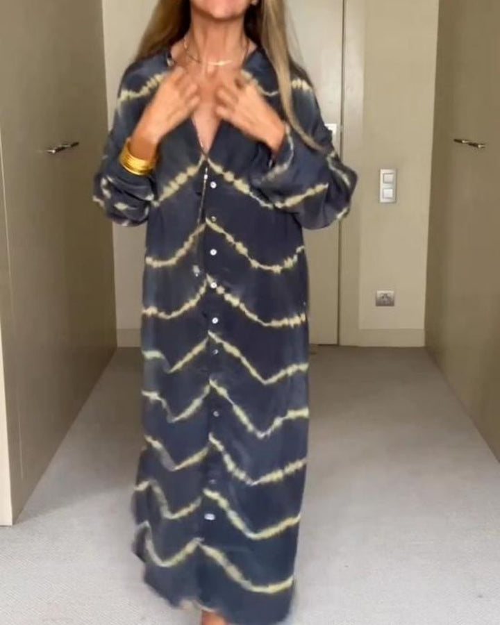 Suchitra - Abito a Maniche Lunghe a Righe in Stile Boho