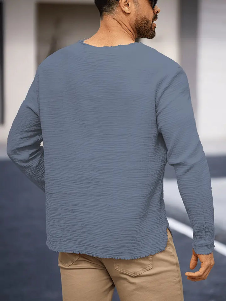 Demetrio - Camicia Casual Comoda a Maniche Lunghe Con Scollo a V
