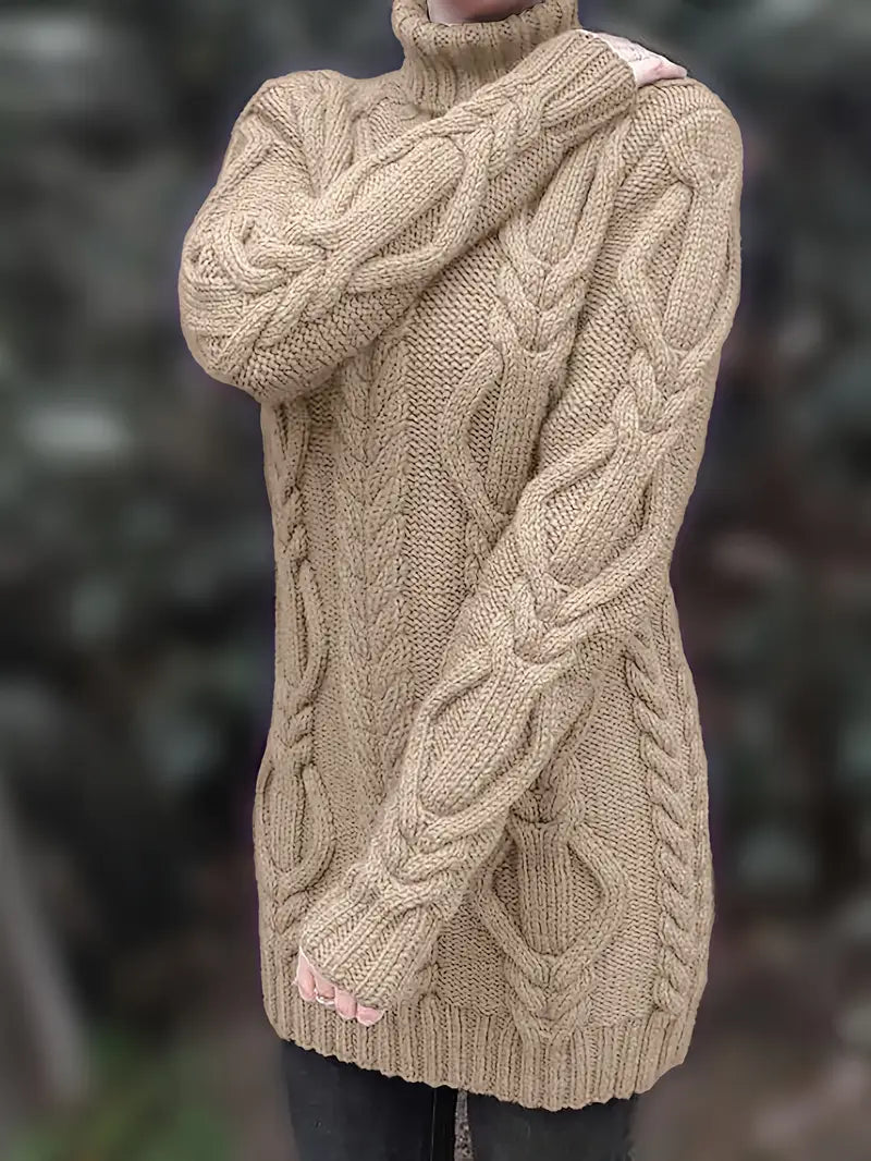 Narda - Cavo Grosso Lavorato a Maglia Dolcevita Vestito