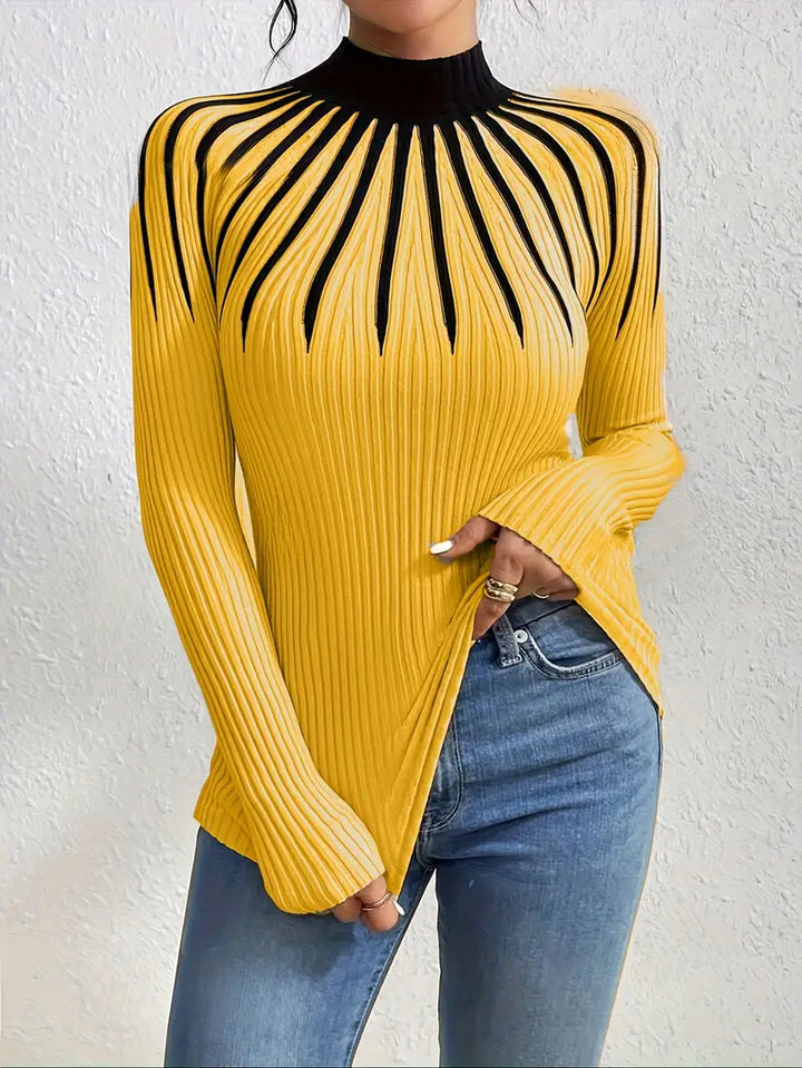 Maider - Elegante Maglione a Maniche Lunghe Con Collo Alto