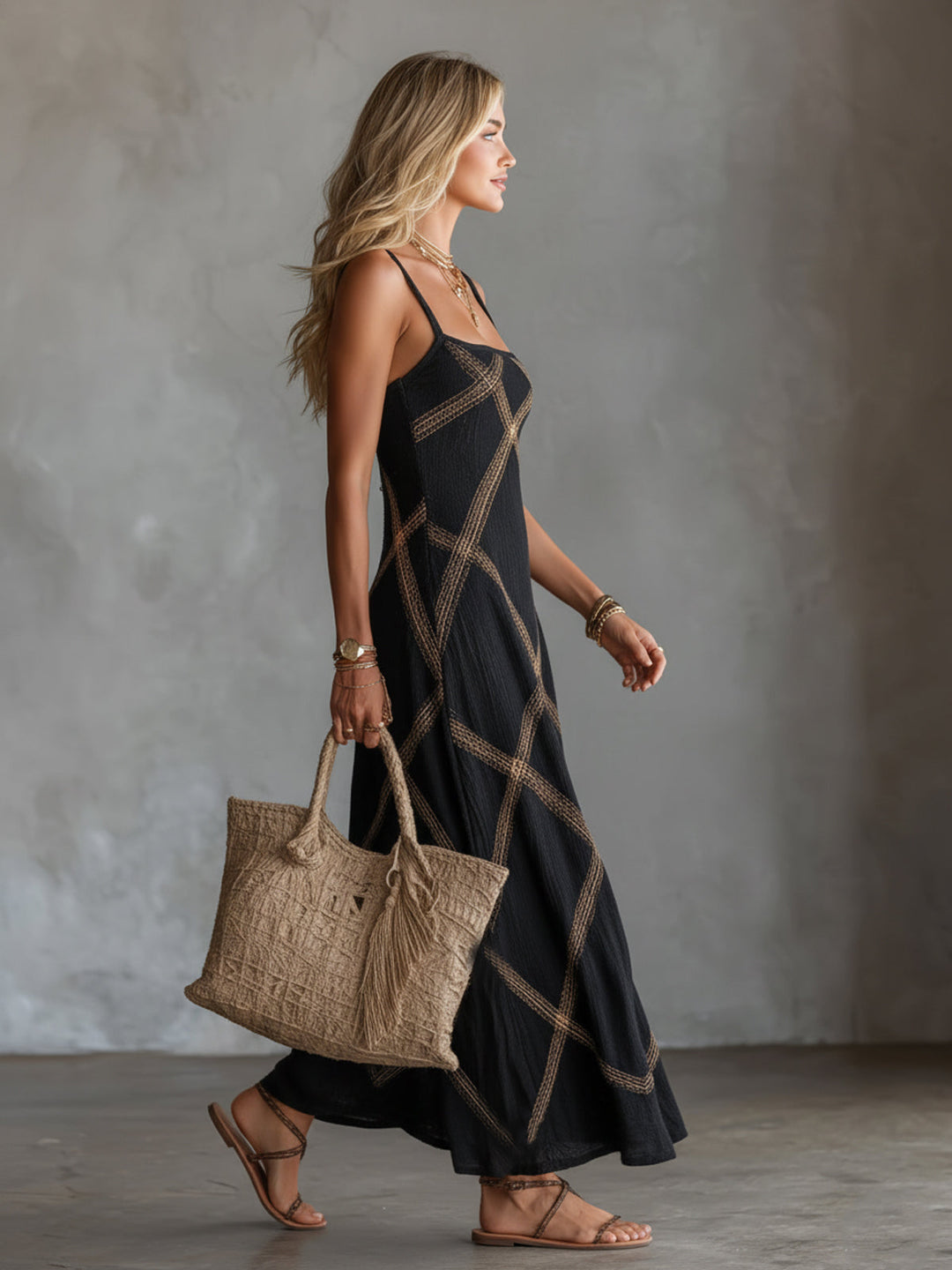 Nijila - Abito Lungo Senza Maniche In Stile Boho