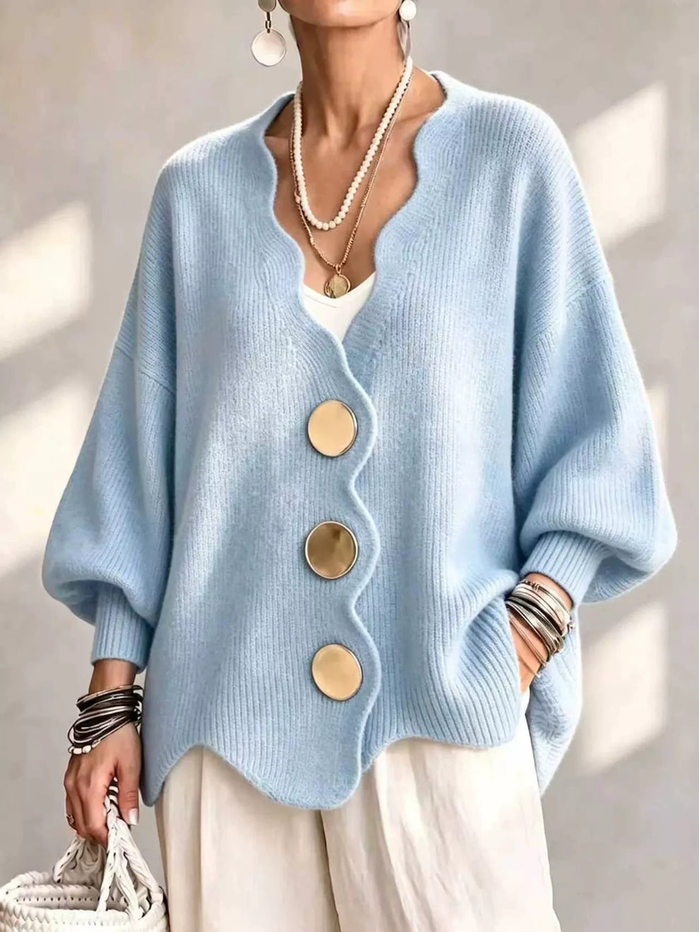 Gilian - Cardigan Abbottonato Con Bordo Smerlato