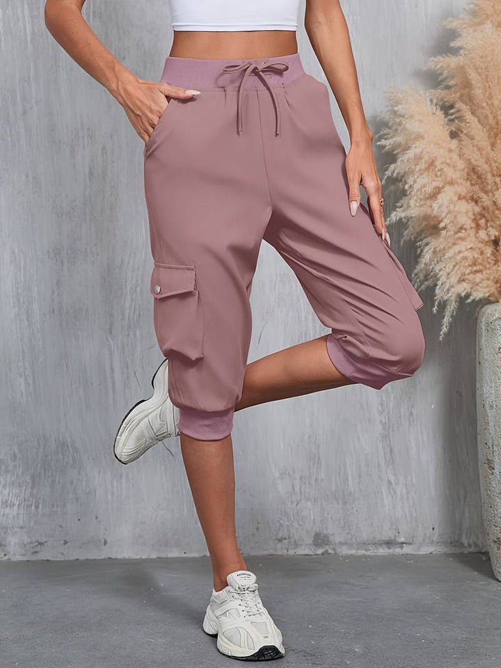 Kirabo - Pantaloni Cargo Estivi Con Tasche Multiple E Elastico a Costine