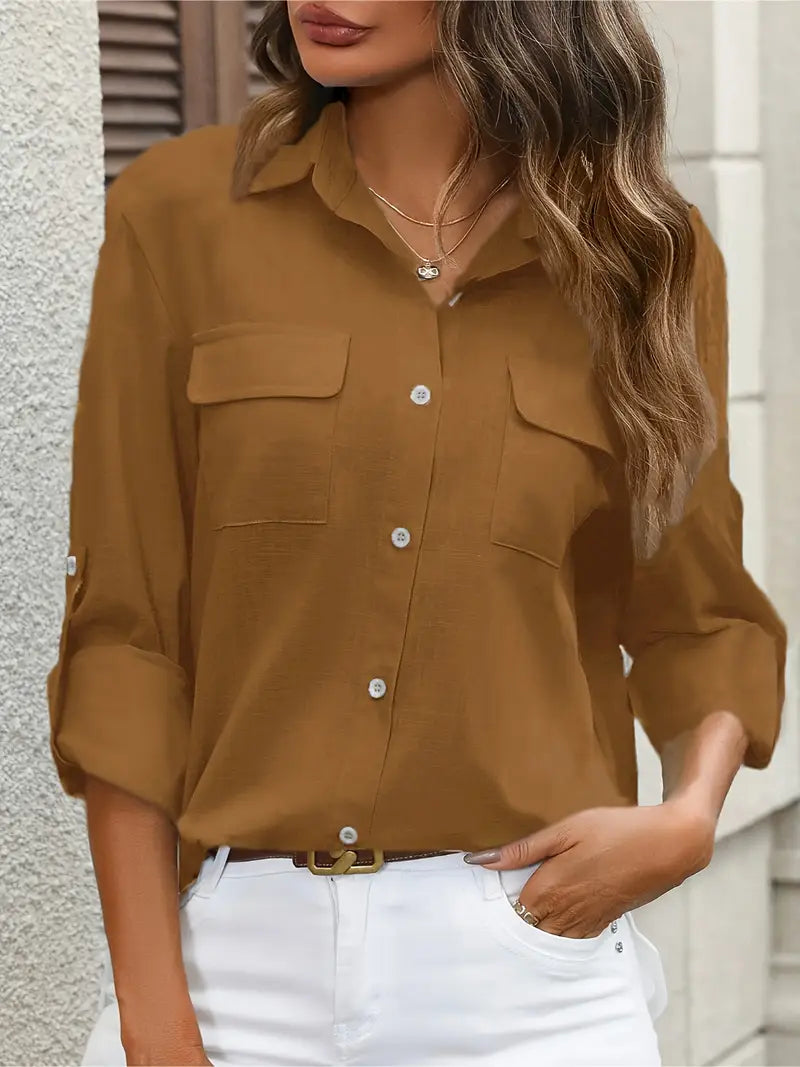 Athena - Camicia In Cotone Con Tasche Frontali