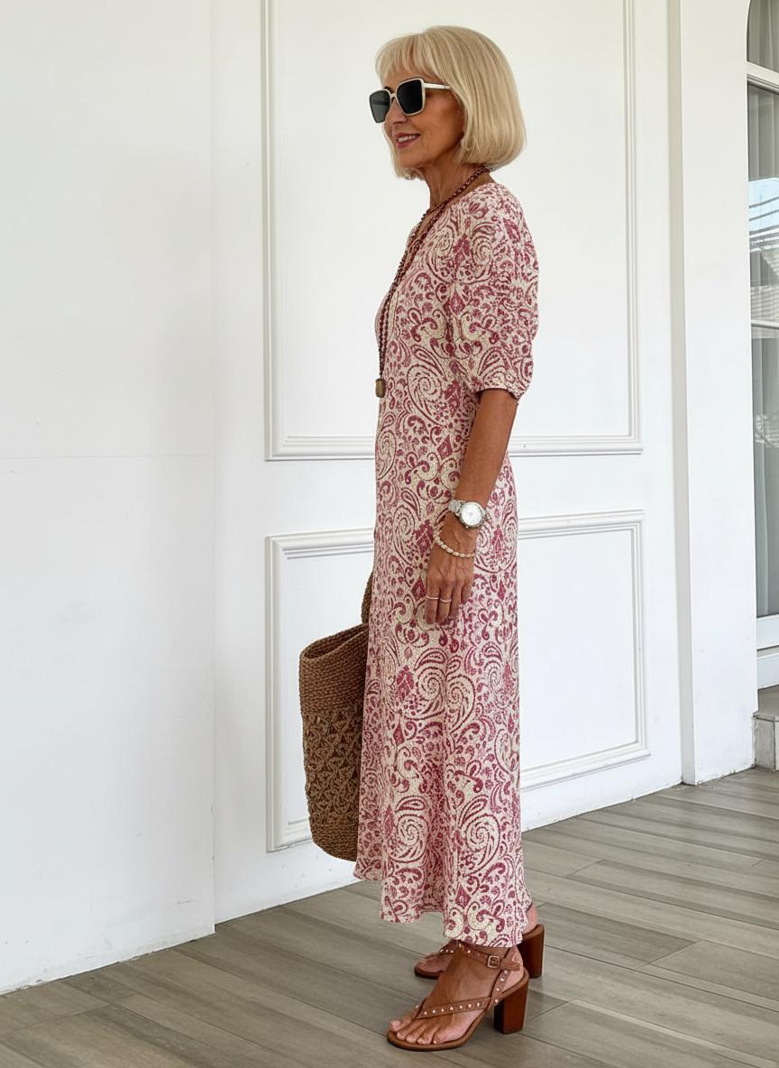 Zarmina - Abito Lungo Elegante Con Stampa Boho