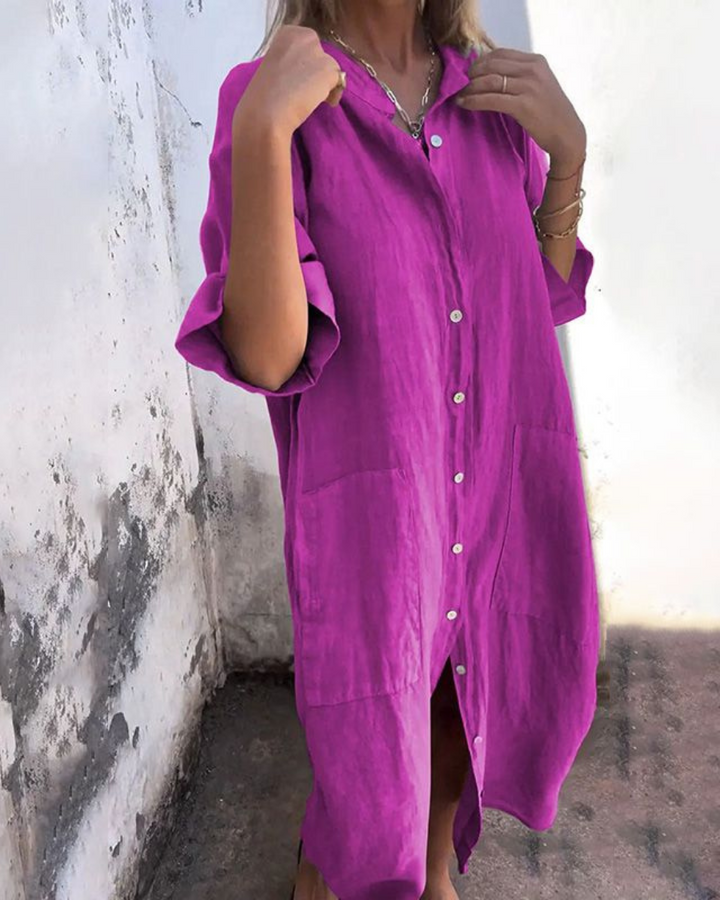 Areti - Elegante Abito A Camicia A Maniche Corte