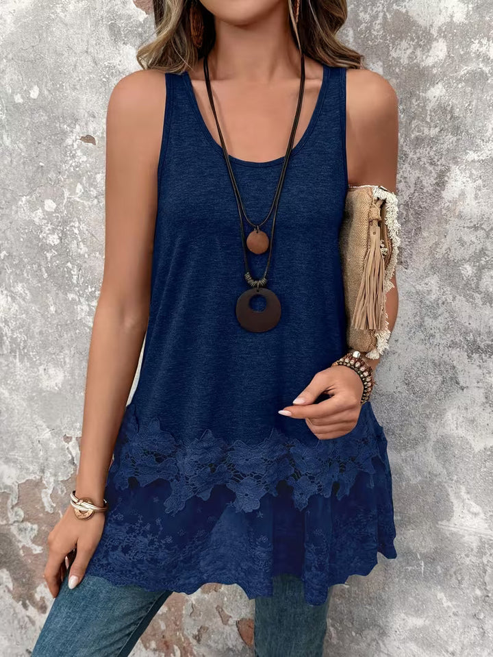 Brannah - Gilet Lungo Con Pizzo a Contrasto