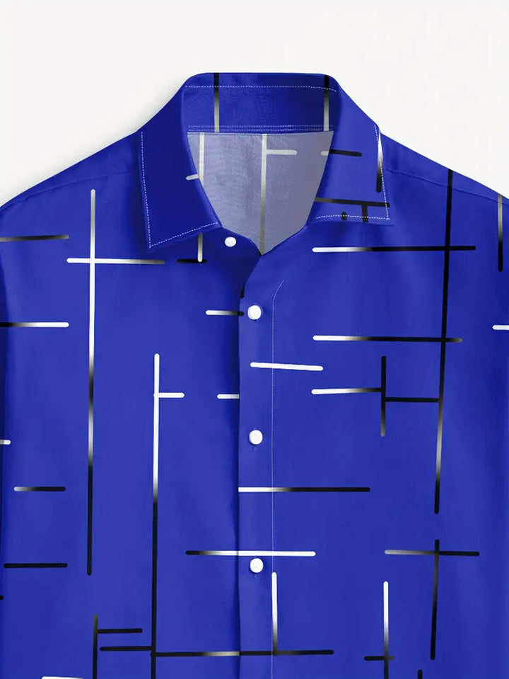 Nerio - Camicia a Maniche Lunghe Con Stampa Geometrica