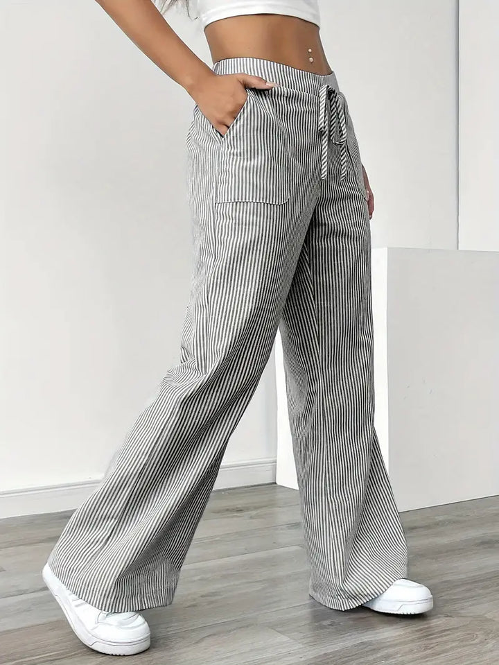 Alina - Elegante Pantalone A Righe Con Tasche
