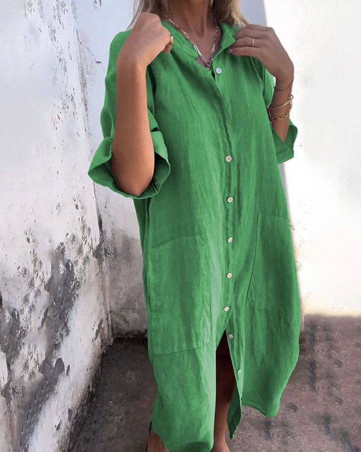 Areti - Elegante Abito A Camicia A Maniche Corte