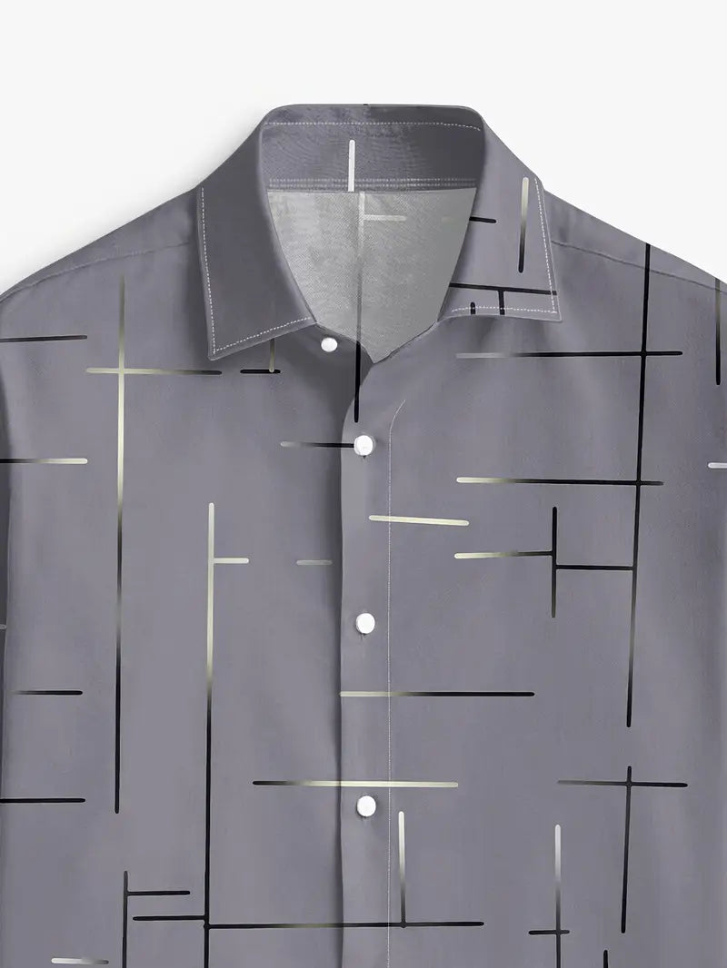 Nerio - Camicia a Maniche Lunghe Con Stampa Geometrica