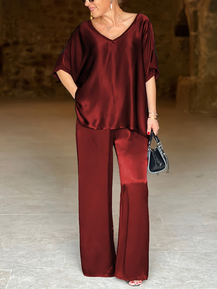 Ashlee - Elegante Completo A Due Pezzi Con Maniche Corte