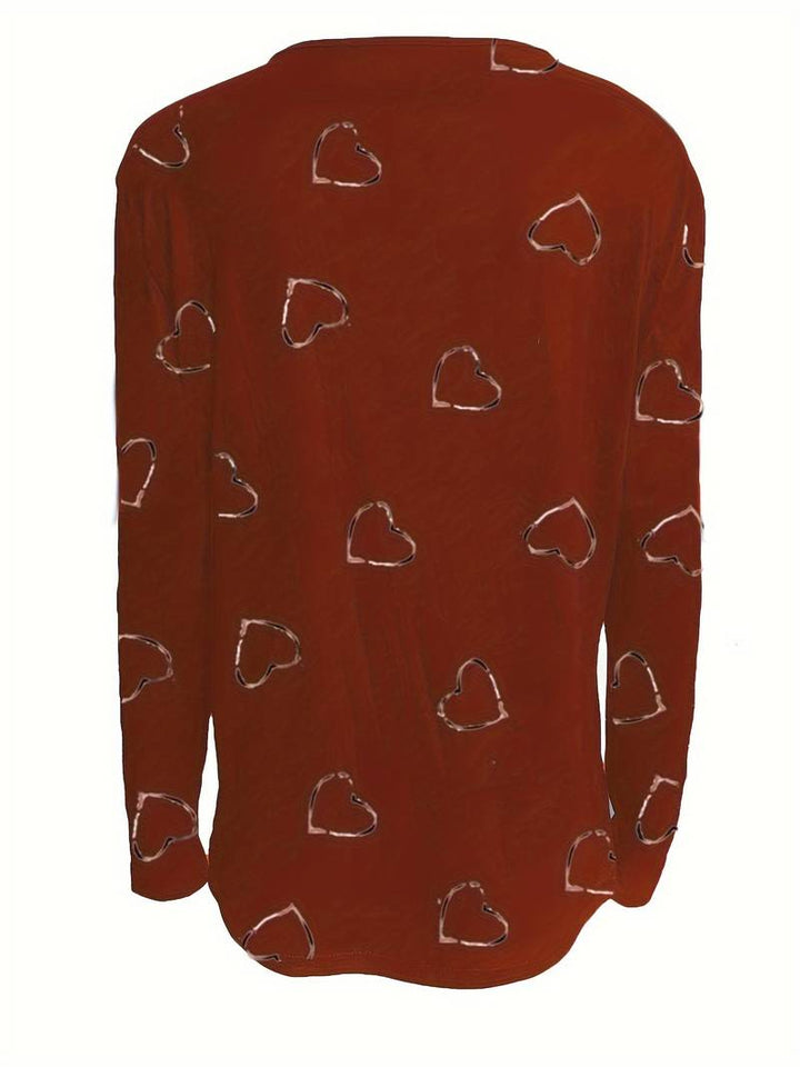 Romisha - Maglietta Con Stampa a Cuori e zip