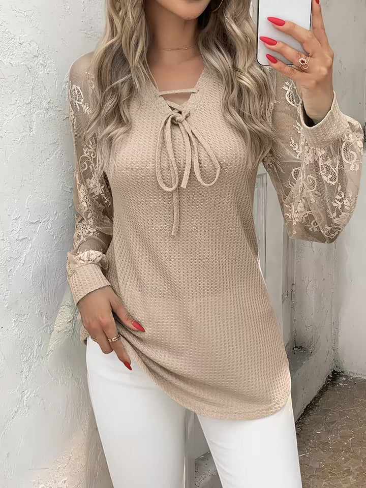 Wazina - Top Elegante Con Pizzo Semitrasparente