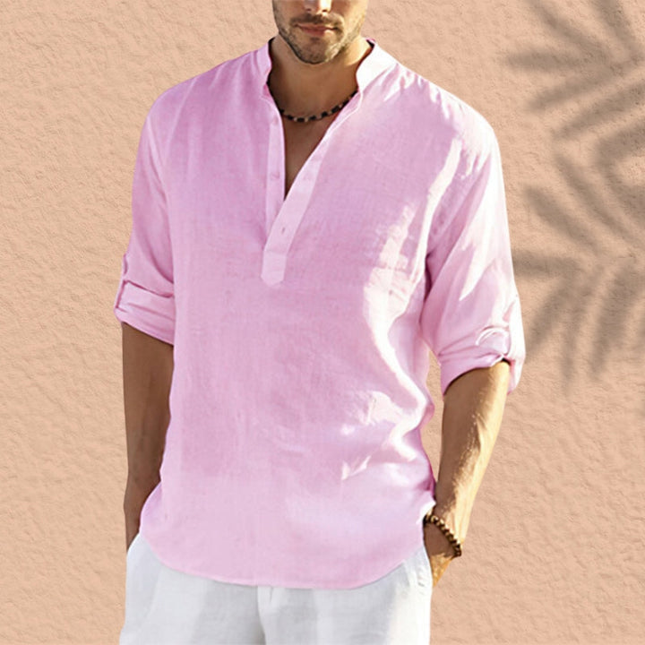Abdeslam - Camicia Casual In Lino A Maniche Lunghe