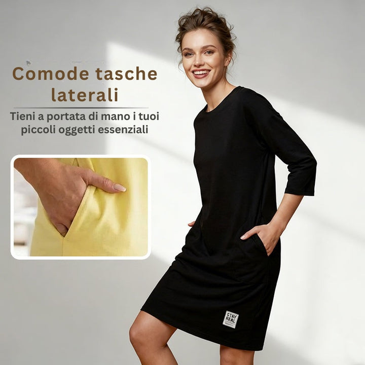 Sidsel - Elegante Abito T-Shirt Con Scollo Rotondo