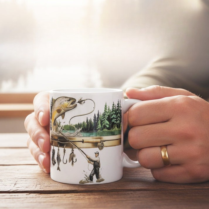 TackleMug - Tazza da Caffè con Motivo a Tema Pesca
