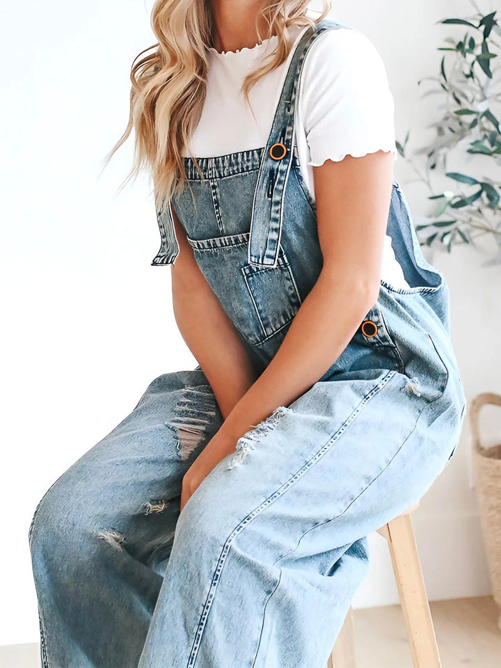 Clarice - Salopette In Denim Distressed Dal Taglio Morbido