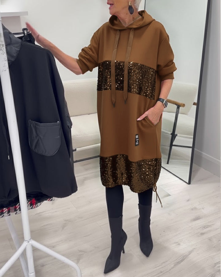 Mansherry - Abito Con Cappuccio Patchwork Alla Moda