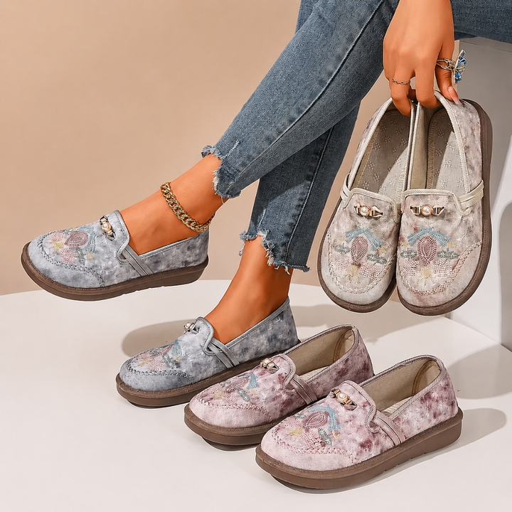 Adeyla - Mocassini Slip-on a Motivi Floreali