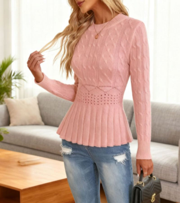 Olena - Maglione Lavorato a Maglia Con Orlo a Peplo